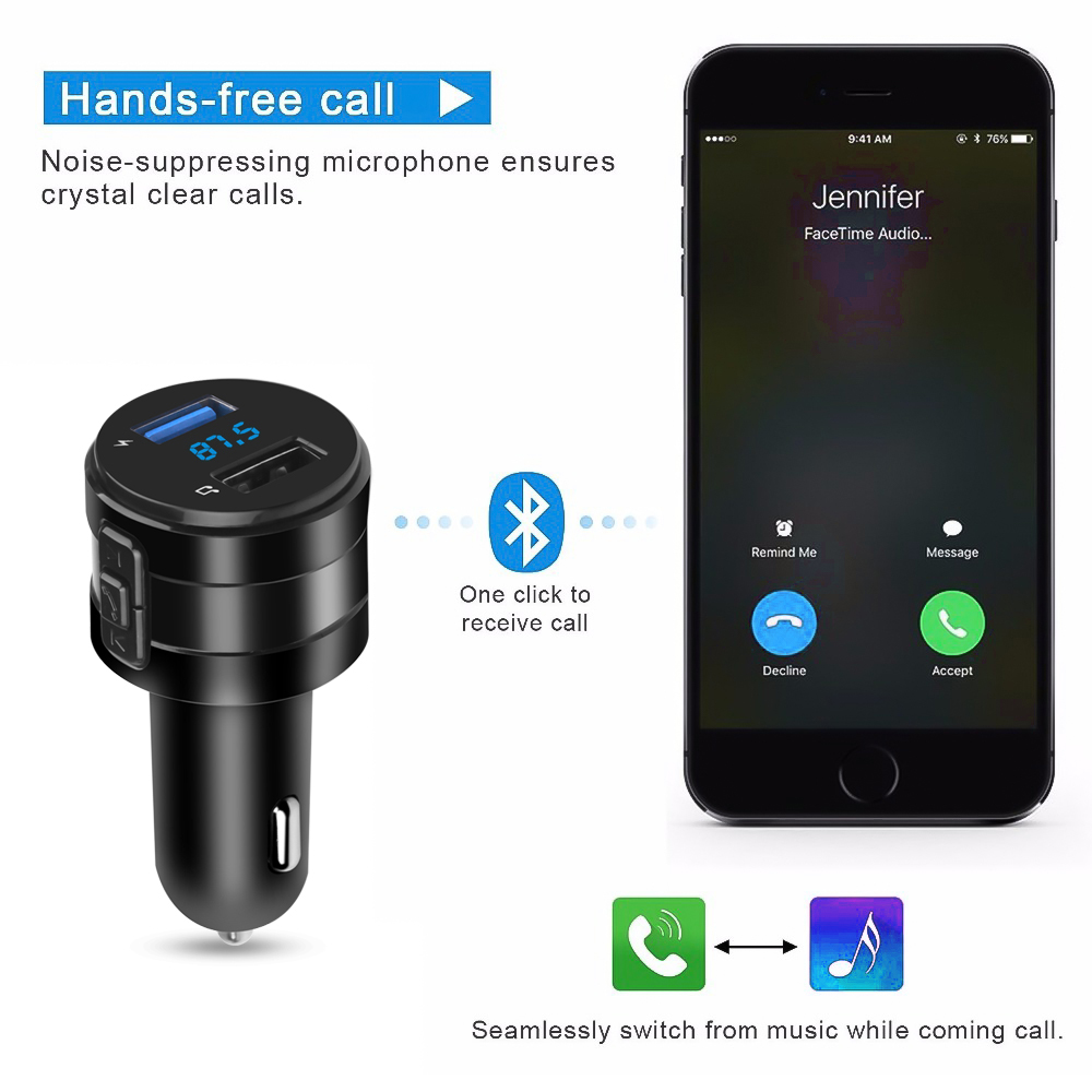 Bluetooth 4.2 FM Transmitter C - Robot Bluetooth Car recension och pris
